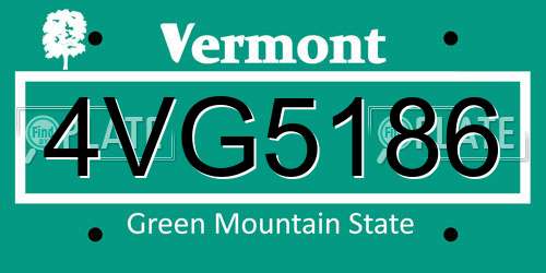 4VG5186 Vermont License Plate