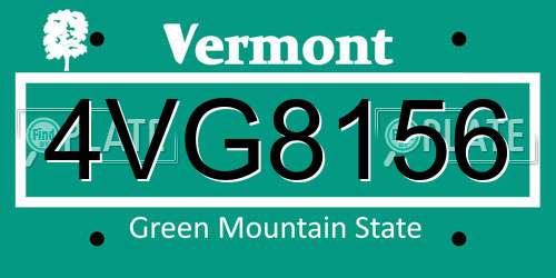4VG8156 Vermont License Plate