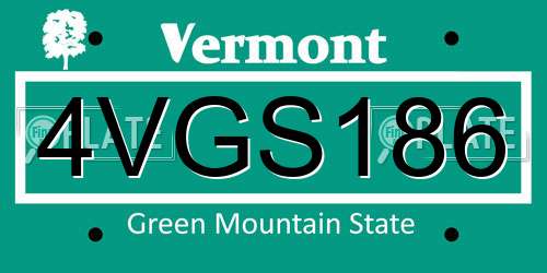 4VGS186 Vermont License Plate