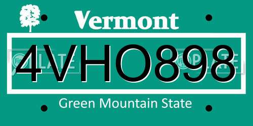 4VHO898 Vermont License Plate