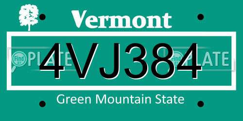 4VJ384 Vermont License Plate