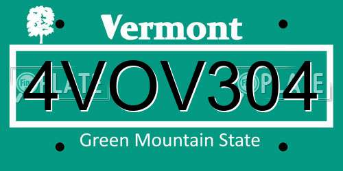 4VOV304 Vermont License Plate