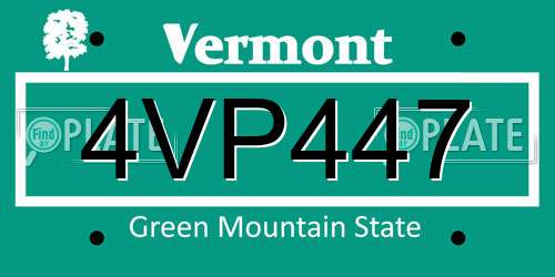 4VP447 Vermont License Plate