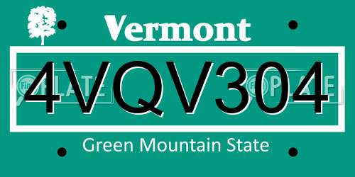 4VQV304 Vermont License Plate