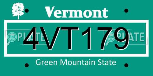 4VT179 Vermont License Plate