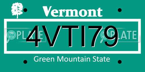 4VTI79 Vermont License Plate