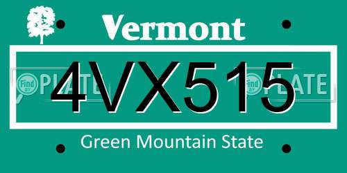 4VX515 Vermont License Plate