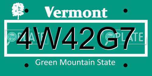 4W42G7 Vermont License Plate
