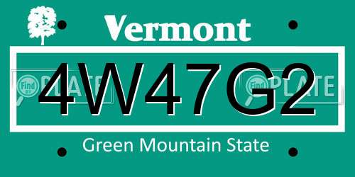 4W47G2 Vermont License Plate