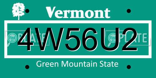 4W56U2 Vermont License Plate