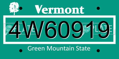 4W60919 Vermont License Plate