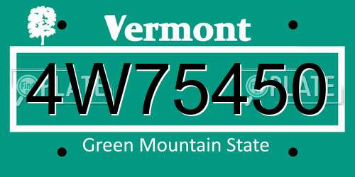 4W75450 Vermont License Plate