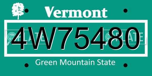 4W75480 Vermont License Plate