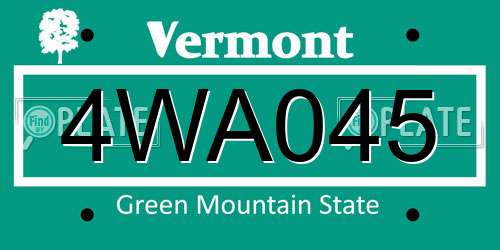 4WA045 Vermont License Plate