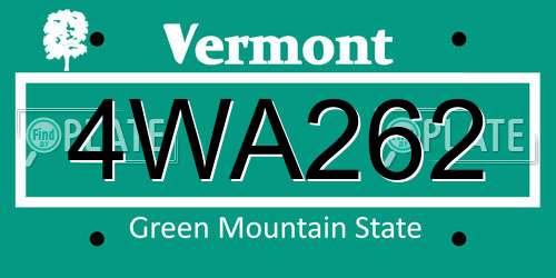 4WA262 Vermont License Plate