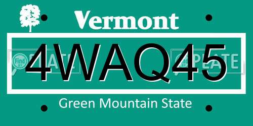 4WAQ45 Vermont License Plate