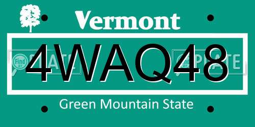 4WAQ48 Vermont License Plate