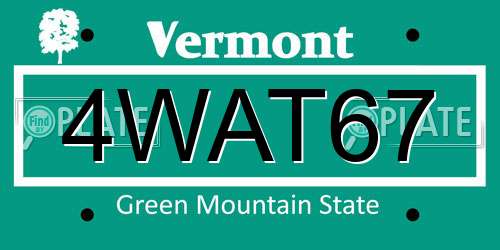 4WAT67 Vermont License Plate