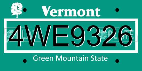 4WE9326 Vermont License Plate