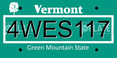 4WES117 Vermont License Plate