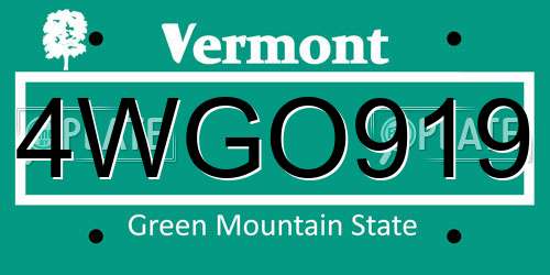 4WGO919 Vermont License Plate