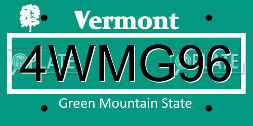4WMG96 Vermont License Plate