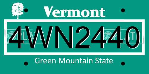 4WN2440 Vermont License Plate