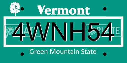 4WNH54 Vermont License Plate
