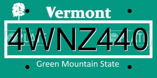 4WNZ440 Vermont License Plate