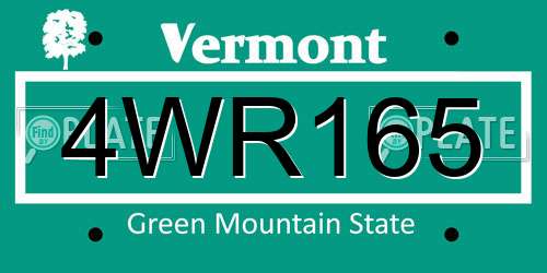 4WR165 Vermont License Plate