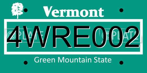 4WRE002 Vermont License Plate
