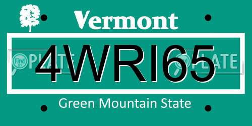 4WRI65 Vermont License Plate