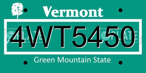 4WT5450 Vermont License Plate