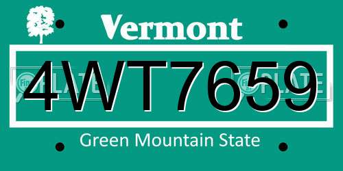4WT7659 Vermont License Plate