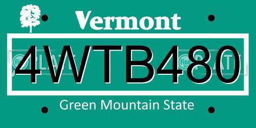 4WTB480 Vermont License Plate