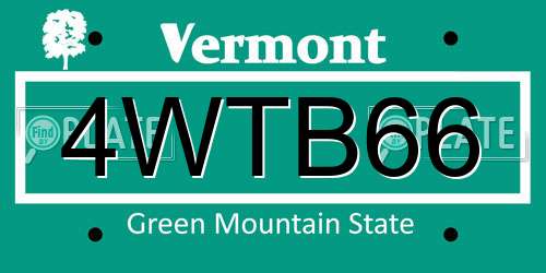 4WTB66 Vermont License Plate