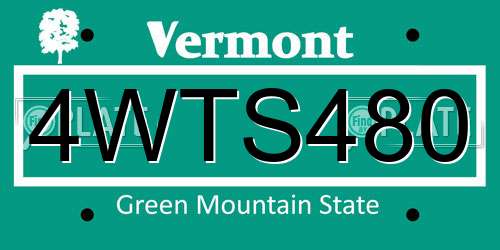 4WTS480 Vermont License Plate