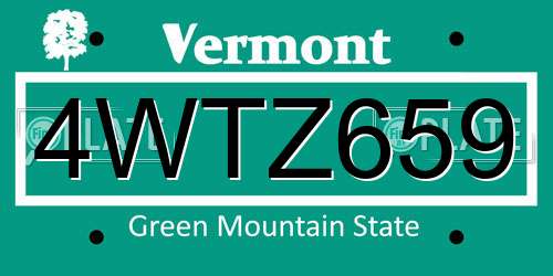 4WTZ659 Vermont License Plate