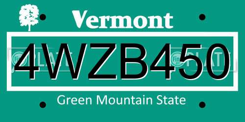 4WZB450 Vermont License Plate