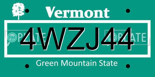 4WZJ44 Vermont License Plate