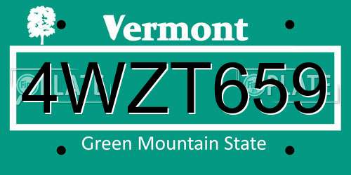 4WZT659 Vermont License Plate