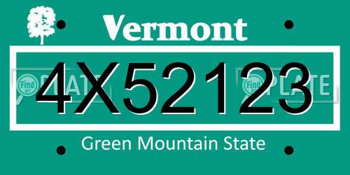 4X52123 Vermont License Plate