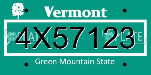 4X57123 Vermont License Plate
