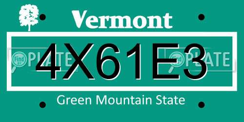 4X61E3 Vermont License Plate