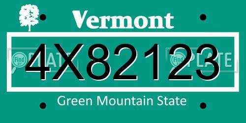 4X82123 Vermont License Plate