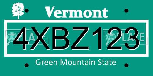4XBZ123 Vermont License Plate