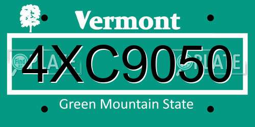 4XC9050 Vermont License Plate