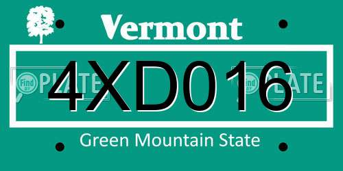 4XD016 Vermont License Plate