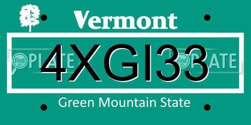 4XGI33 Vermont License Plate