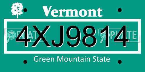 4XJ9814 Vermont License Plate
